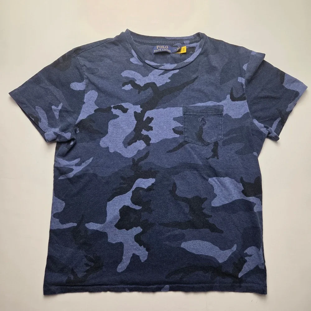 Ralph Lauren‎ Polo Blue Camo Pocket Tee Authentic Men's Military Size Medium